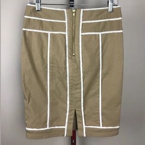 XOXO Beige Pencil Skirt W/ White Trim Size 5/6 NWT